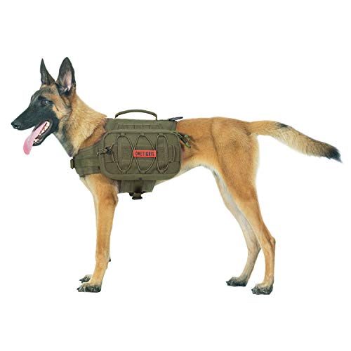 OneTigris Dog Backpack for Hiking Nylon Dog Harness Backpack with Side Pockets for Large Dog with 22