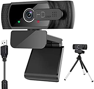 Webcam with Microphone, AXUF 1080P HD Webcam with Privacy Cover &Tripod,110-Degree Wide Angle Streaming Web Camera, USB Laptop Desktop Web Camera Built-in Mic for Video Calling Conference Recording