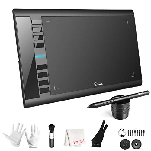 Graphics Drawing Tablet, UGEE M708 10 x 6 inch Large Drawing Tablet with 8 Hot Keys, Passive Stylus of 8192 Levels Pressure, UGEE M708 Graphic Tablet for Paint, Design, Art Creation Sketch