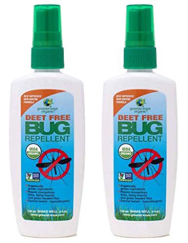 Greenerways Organic Insect Repellent, USDA Organic, Non-GMO, Natural, Mosquito-Repellent, Bug Repellant, Bug Spray, Clothing Safe, Kid Safe, Pet Safe, Baby Safe, DEET-FREE (2 PACK DEAL, 4OZ) $23.98