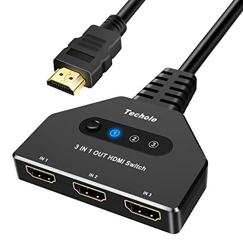 HDMI Switch 4K - Techole HDMI Switcher 3 in 1 Out HDMI Splitter, or 3 x 1, USB External Power Supported, Supports 4K 3D HD 1080P for Xbox PS4 Roku Blu-Ray Player HDTV (HDMI Switch)