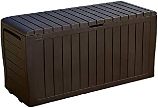 Keter Marvel Plus 71 Gallon Resin Outdoor Storage Box for Patio Furniture Cushion Storage, Brown