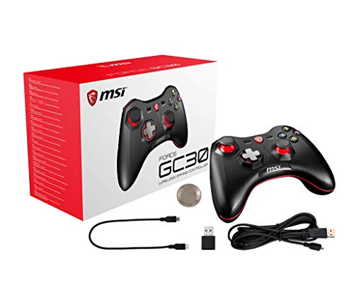 MSI Gaming Wireless Rechargeable Dual Vibration Gaming Controller for PC and Android (FORCE GC30)