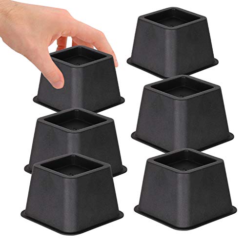 DuraCasa Bed Risers - Raises Your Bed or Furniture to Create an Additional 3 Inches of Storage! Reinforced New Heavy-Duty Design to Hold Over 2000 LBS! Desk or Sofa Lift (3 Inch, Set of 6)