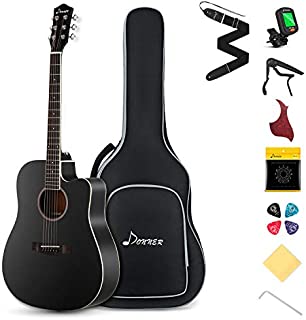 Donner DAG-1CB Black Beginner Acoustic Guitar Full Size, 41