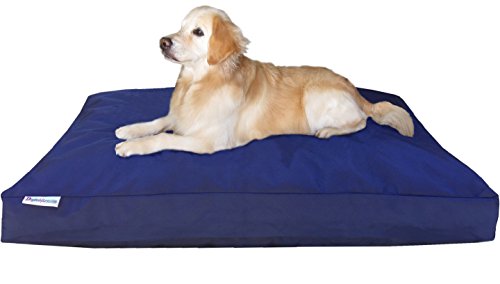 Dogbed4less XXL Orthopedic Extreme Comfort Memory Foam Dog Bed for Large Dog, Waterproof Lining and Machine Washable Durable Cover, 55X37 Pillow, Navy Blue