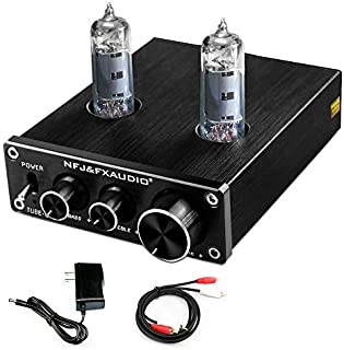 FX AUDIO Tube 03 Tube Preamp Mini Home Audio Stereo Preamplifier 6K4 Tube Hi-Fi Vacuum Tube Preamplifier with Bass & Treble Control Home Theater Audio Preamp with 12V Power Adapter RCA Cable (Black)