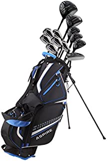 19 Piece Men's Complete Golf Club Package Set with Titanium Driver, 3 Fairway Wood, 3-4-5 Hybrids, 6-SW Irons, Putter, Stand Bag, 5 H/C's - Choose Options! (Regular Size, Special Ti-Face Driver)