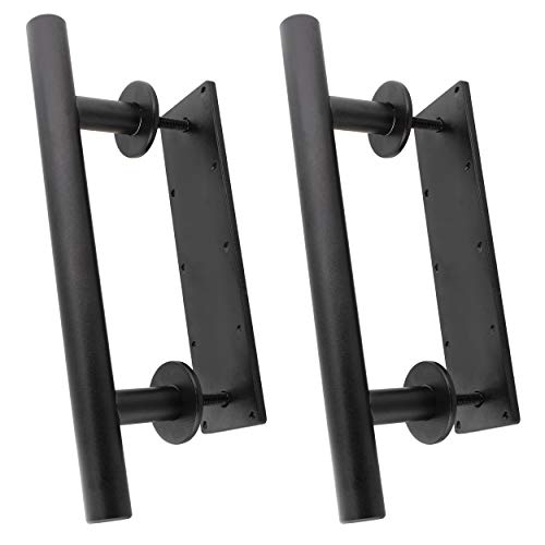 Rural365 Sliding Barn Door Handle Set 2pk 12in - Black Barn Door Pull Handles Flush Door Hardware for Indoor, Outdoor