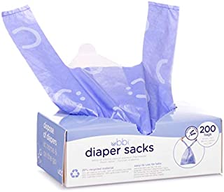 Ubbi Disposable Diaper Sacks, Lavender Scented, Easy-To-Tie Tabs, Made with Recycled Material, Diaper Disposal or Pet Waste Bags, 200 count