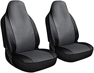 Motorup America High Back Leather Auto Seat Cover Set - Fits Select Vehicles Car Truck Van SUV - Gray & Black