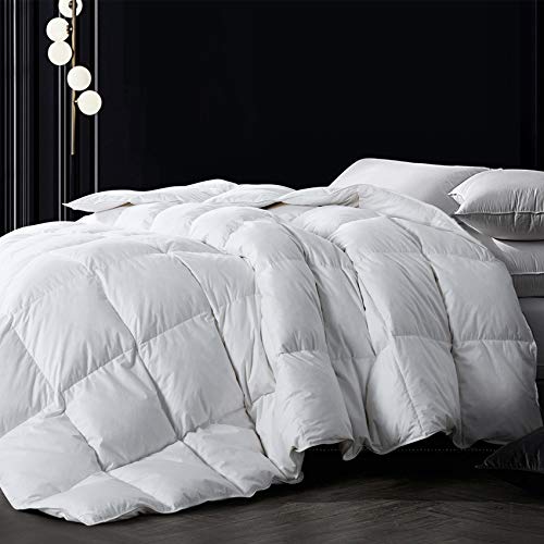 Down Comforter King, White All Season Comforter, Goose Duck Down and Feather Filling, 100% Cotton Shell Duvet Insert, 106×90 Inch