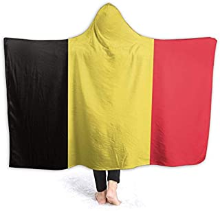 AUISS Wearable Throw Blanket Flag of Belgium Hooded Throw Wrap Cape Cloak Queen Toddlers Windproof Blankets Couch Bed Shawl Flannel with Sleeves