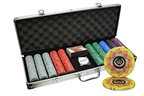 MRC 500pcs Laurel Crown Ceramic Poker Chips Set with Aluminum Case