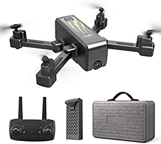 HR H5 RC Foldable Quadcopter Photography Drone 2.4GHz WiFi with 1080P FHD Gimbal Camera Drone, Gesture, Follow Me, FPV Quadcopter Beginners Drone (Black)