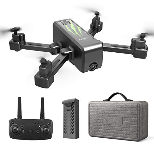 HR H5 RC Foldable Quadcopter Photography Drone 2.4GHz WiFi with 1080P FHD Gimbal Camera Drone, Gesture, Follow Me, FPV Quadcopter Beginners Drone (Black)