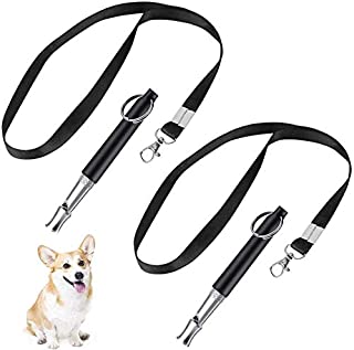 PIVBY Dog Whistle to Stop Barking,Adjustable Training Dogs Silencer Pitch Ultrasonic Bark Control for Dogs - Pack of 2 PCS Whistles with 2 Free Lanyard Strap