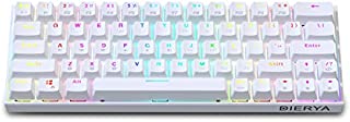 DIERYA Wireless 60% Mechanical Gaming Keyboard - White Bluetooth 4.0 Wired True RGB Backlit Compact 63 Key Computer Keyboard - Full Keys Programmable - Brown Switch (DK63-W)