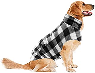 Dog Winter Coat, ASENKU Dog Fleece Jacket Plaid Reversible Dog Vest Waterproof Windproof Cold Weather Dog Clothes Pet Apparel for Small Medium Large Dogs (XL, White)