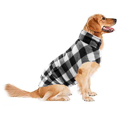 Dog Winter Coat, ASENKU Dog Fleece Jacket Plaid Reversible Dog Vest Waterproof Windproof Cold Weather Dog Clothes Pet Apparel for Small Medium Large Dogs (XL, White)