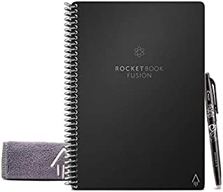 Rocketbook Fusion Smart Reusable Notebook - Calendar, To-Do Lists, and Note Template Pages with 1 Pilot Frixion Pen and 1 Microfiber Cloth Included - Infinity Black, Executive Size (6