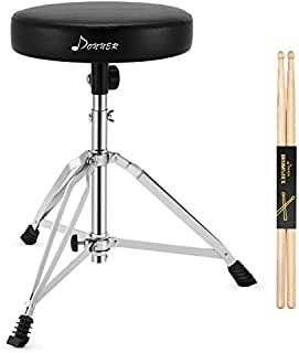 Donner Drum Throne Upgraded, Padded Seat Portable Height Adjustable Drumming Stools for Kids and Adult