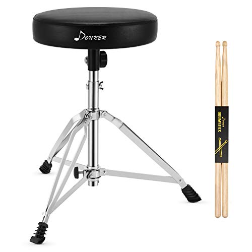 Donner Drum Throne Upgraded, Padded Seat Portable Height Adjustable Drumming Stools for Kids and Adult