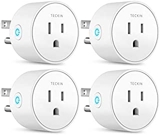 Smart Plug Works with Alexa Google Assistant SmartThings for Voice Control, Teckin Mini Smart Outlet Wifi plug with Timer Function, No Hub Required, White Fcc Etl Certified