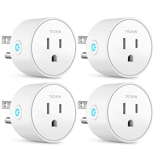 Smart Plug Works with Alexa Google Assistant SmartThings for Voice Control, Teckin Mini Smart Outlet Wifi plug with Timer Function, No Hub Required, White Fcc Etl Certified 4 packs