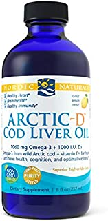 Nordic Naturals Arctic-D Cod Liver Oil, Lemon - 8 oz - 1060 mg Total Omega-3s + 1000 IU Vitamin D3 - EPA & DHA - Heart, Brain, Bone, Immune & Mood Support - Non-GMO - 48 Servings