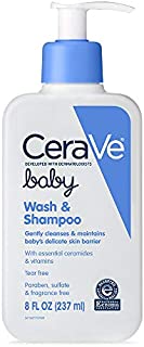 CeraVe Baby Wash & Shampoo | Fragrance, Paraben, & Sulfate Free Shampoo for Tear-Free Baby Bath Time | 8 Ounce