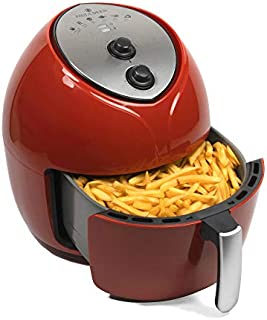 Paula Deen 9.5 QT (1700 Watt) Family-Sized Air Fryer, Rapid Air Circulation System, Single Basket System, Ceramic Non-Stick Coating, Simple Knob Controls, 50 Recipes, 1-Year Warranty (Red)