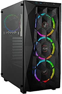 Rosewill ATX Mid Tower Gaming PC Computer Case with Tempered Glass/Steel/Mesh, Includes 4 x 120mm RGB LED Fans with 10 Modes, 240mm AIO Liquid Cooler and 330mm VGA Support - Spectra X