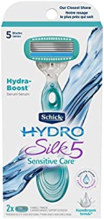 Schick Hydro Silk Sensitive Skin Razor for Women with 2 Moisturizing Razor Blade Refills, 2 Count