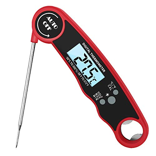 Meat Thermometer, Digital Read in time, with Backlight and Calibration Function, with Magnet and Corkscrew, IP67 Super Waterproof. for Kitchen/Outdoor Cooking, Steak/Barbecue.