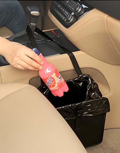 KMMOTORS Comfortable car Garbage can Useful car Wastebasket Multi-Functional Artificial Leather and Oxford Clothes car Organizer Enough Storage for Garbage (1. Jopps, Garbage can)