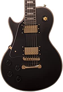 Sawtooth Heritage Series Left-Handed Maple Top Electric Guitar, Satin Black