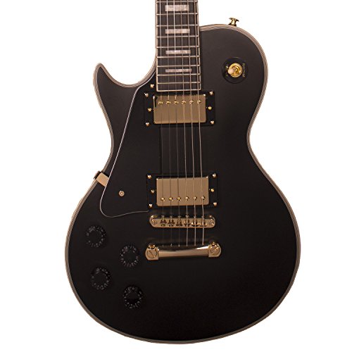 Sawtooth Heritage Series Left-Handed Maple Top Electric Guitar, Satin Black