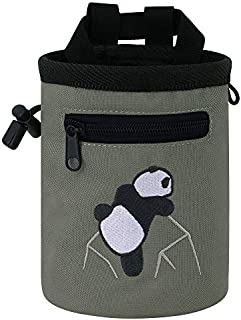 AMC Rock Climbing Panda Compact Chalk Bag with Adjustable Belt, Gray