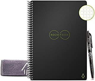 Rocketbook Smart Reusable Notebook - Dot-Grid Eco-Friendly Notebook with 1 Pilot Frixion Pen & 1 Microfiber Cloth Included - Infinity Black Cover, Executive Size (6