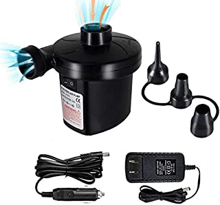 FBve Electric Air Pump, 100-240V AC/12V DC Portable Electric Air Mattress Pump, Quick-Fill Inflator/ Deflator with 3 Nozzles for Outdoor Camping, Inflatable Cushions, Air Mattress Beds, Boat