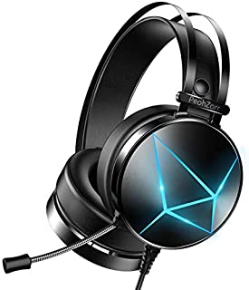 PeohZarr Gaming Headset with Microphone, Xbox One Headset, PS4 Headset with Mic, PS5 Headset, PC Headset with Noise Cancelling Microphone, LED Lights for Sony PSP PS2 Nintendo 64 Sega Saturn