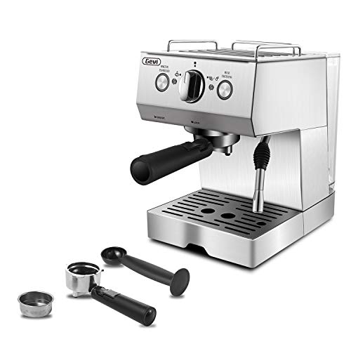 Espresso Machine 15 Bar with Milk Frother, Expresso Coffee Machine for Espresso, Latte and Mocha, 1.5L Removable Water Tank and Double Temperature Control System, Classial, Sliver, 1050W
