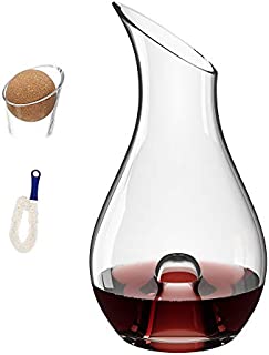 MamaHome | Premium Wine Decanter | 100% Lead-Free Hand Blown Crystal Glass | 1.3Liter | Red Wine Carafe | Clear | Wine Gift | Bonus Cleaning brush