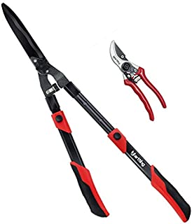 YARTTING Extendable Hedge Shears with Wavy Sharp Blade for Trimming Borders, Boxwood, and Bushes, Garden Hedge Clippers with Shock-Absorbing Design, 3 Layers Telescoping Lightweight Handle