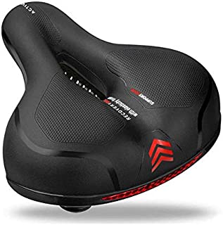 VIEWALL Universal Extra Wide Comfort Bike Saddle Bicycle Seat Pad Thickened Bum Shock Absorb Soft Padded Bike Gel with High Reflective Stripe for Men and Women (Red/Black)