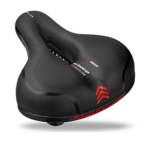 VIEWALL Universal Extra Wide Comfort Bike Saddle Bicycle Seat Pad Thickened Bum Shock Absorb Soft Padded Bike Gel with High Reflective Stripe for Men and Women (Red/Black)