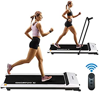 Outroad 2 in 1 Electric Folding Treadmill, Under Desk Walking Treadmill with LED Display, Ipad/Phone Holder and Remote Control, Walking Jogging Machine for Home Office Use, White