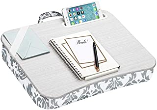 LapGear Designer Lap Desk with Phone Holder and Device Ledge - Gray Damask - Fits up to 15.6 Inch Laptops - Style No. 45424