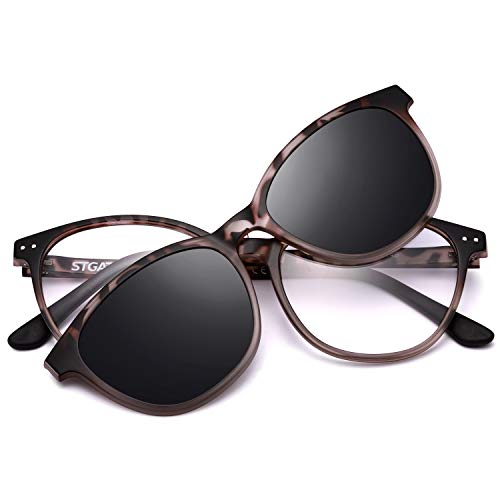 STGATN Magnetic Polarized Clip On Sunglasses Vintage Lightweight Glasses Frame Men Women Myopia Eyewear